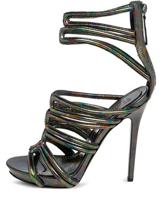 Alexander McQueen 130mm Oil Slick sandals - women - Calf Leather/Calf Leather/Calf Leather - 38 - Grey