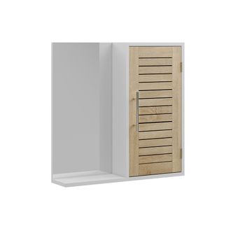 Vicco Armario Con Espejo Para Ba&ntilde;o Looma, Blanco/roble, 60 X 60 Cm Con 3 Compartimentos, Vicco