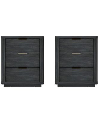 Manhattan Comfort Set Of 2 Evelyn Modern Nightstands With 6 Full Extension Drawers