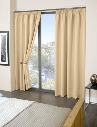 Emma Barclay Cali Pencil Pleat - Woven Thermal Blackout Pencil Pleat Curtains in Beige - Width 90 x Drop 90 (229 x 229cm) - Emma Barclay | TJ Hughes Natural