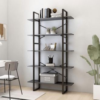 vidaXL Vidaxl - Estanter&iacute;a 5 Niveles Madera Ingenier&iacute;a Gris 100x30x175 Cm
