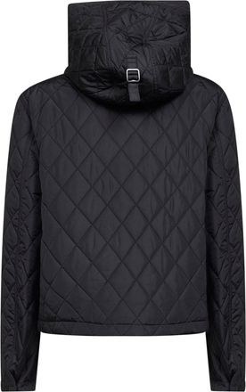 Burberry Womens Jacket Quilted Nylon Cropped Hooded Black Polyamide Bomber