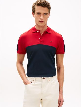 Tommy Hilfiger Mens Regular Fit Colorblock Stripe Pique Polo - Multi - XXXL