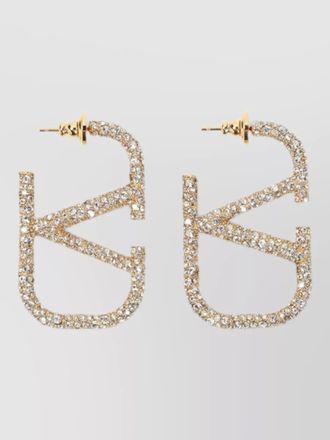 Valentino Garavani valentino crystal hoop brass earrings 45mm