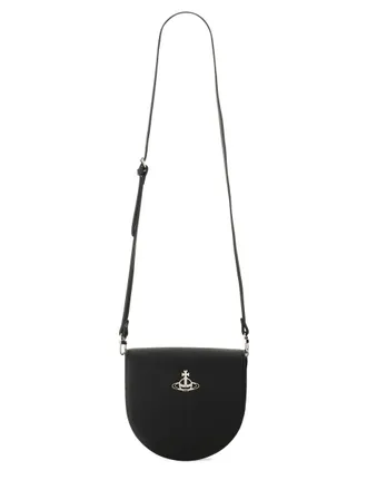 Vivienne Westwood Womens Shoulder Bag Saddle Black Polyurethane