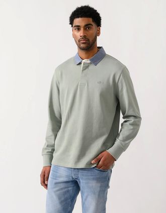 GANT Mens GANT Mens Regular Chambray Heavy Rugger - 10 Ceramic Grey - Green - Size: 38