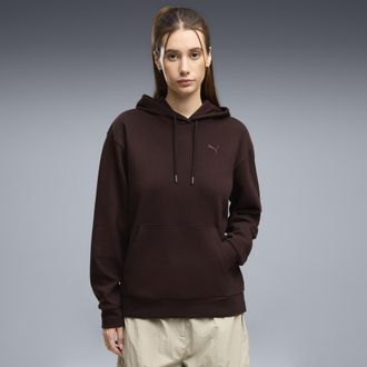 Puma Felpa con cappuccio Essentials Elevated Standard da donna, Abbigliamento, Marrone, XL