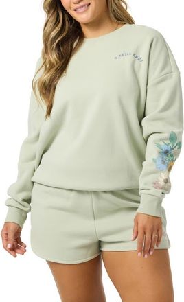 O'Neill Petal Oversize Cotton Blend Crewneck Sweatshirt in Desert Sage at Nordstrom, Size Xx-Large