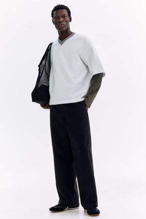 H&M Relaxed Fit Twisted Trousers in Black at Nordstrom, Size Xx-Large