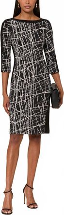 Joseph Ribkoff Abstract Lines Sheath Dress In Black/moonstone