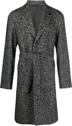 Lardini single-breasted belted coat - men - Wool/Silk/Polyamide/Mohair/Alpaca/Acetate/Cupro - 48 - Black