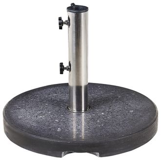 Beliani Beliani - Base Para Sombrilla De Granito Negro Plateado 45 Cm Acero Inoxidable Ceggia