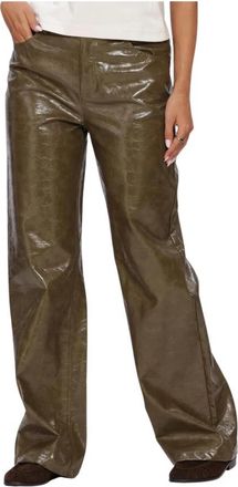 Co'Couture Richa CC Pant - Dames - Straight fit broeken - Groen - S - Leer - Broeken