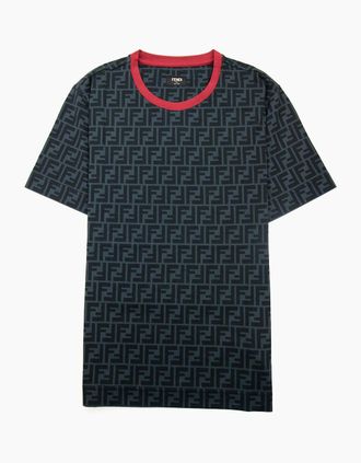 Fendi Mens Fendi Ff Logo Print T Shirt Black/red - Size: 36