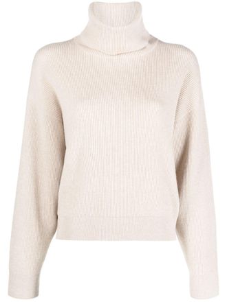 Brunello Cucinelli ribbed-knit wool-blend jumper - women - Cashmere/Silk/Virgin Wool - S - Neutrals