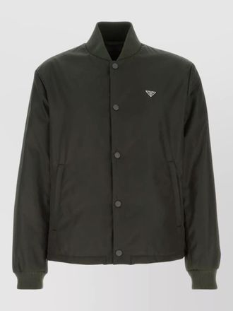 Prada nylon bomber jacket ribbed collar cuffs hem