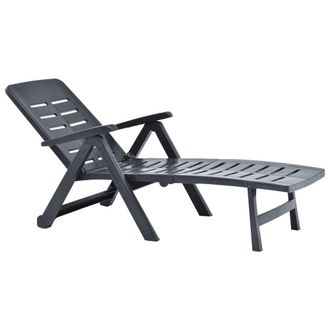 Berkfield Home Comfortable Folding Sun Lounger Plastic Anthracite in Dark Grey