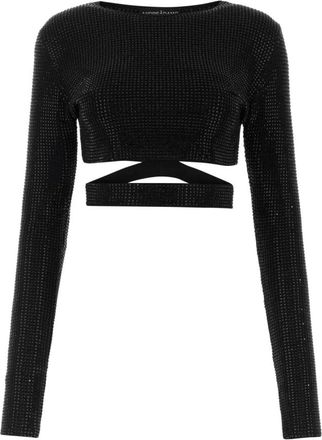 ADĀMO Andrea Adamo Versierde Viscose Blend Top - Dames - Longsleeves - Zwart - XS - Tops