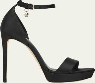 Alexander McQueen 125mm Satin Platform Charm-Strap Sandals
