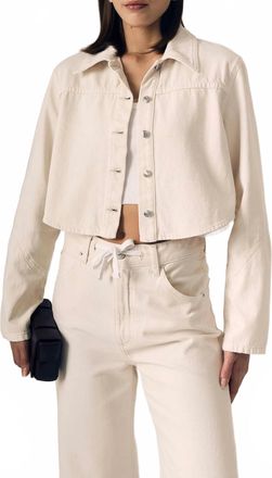 LE JEAN Swing Shirt Jacket In Bone