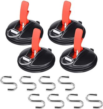 OEM Ventosa Multifuncional (juego De 4) Con 8 Ganchos En S, Ventosa Potente Con Anclaje En S, Cuerda El&aacute;stica Resistente Para Coche Para Camping, Soportes
