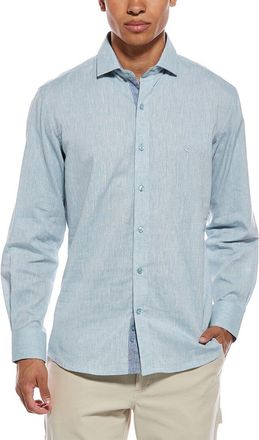 Tailorbyrd Tailorbyrd Yarn Dyed Melange Linen-Blend Shirt