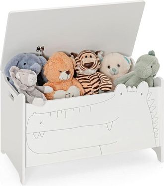Costway Costway - Caja De Almacenamiento De Juguetes De Madera, Caj&oacute;n Infantil Con Bisagra De Seguridad, Caja Infantil Con Asas, Organizador De Ni&ntilde;os Para Dor