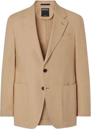 Ermenegildo Zegna Oasi Lino Jas - Heren - Blazers - Beige - M - Linnen - Jassen