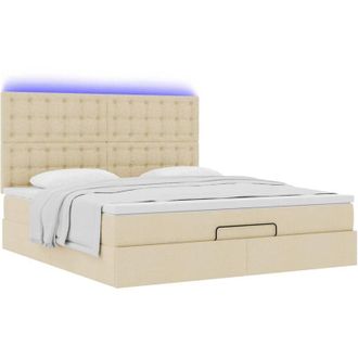 vidaXL Estructura De Cama Otomana Con Colch&oacute;n Tela Crema 160x200cm Vidaxl