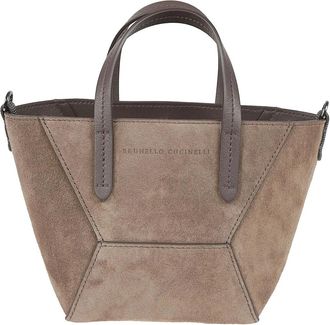 Brunello Cucinelli BC Duo Mini Bag - Dames - Shoppers - Grijs - ONE Size - Su&egrave;de - Tassen