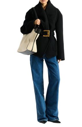 Balmain Belted wool pea coat in Black at Nordstrom, Size 34 Eu