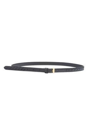 Bottega Veneta Skinny Intrecciato Lambskin Leather Belt in 1019 Black-M Brass at Nordstrom, Size 90