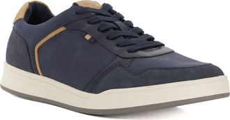 Dune London Mens Tinted Stitch Detail Lace Up Trainers Size UK 10 Flat Heel Blue