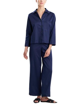 Natori 2pc Sateen Embroidered Essentials Notch Pajama Set