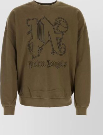 Palm Angels ribbed crew neck cotton sweatshirt