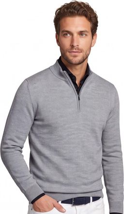 Thomas Maine half zip trui grijs effen merinowol