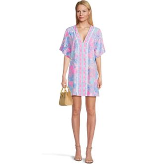 Lilly Pulitzer Malachi Cover Up Womens Multicolor Printed V-Neck DDR2231