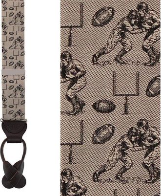 Trafalgar Store Field Goal Football Themed Novelty Silk Button End Suspenders in Taupe at Nordstrom