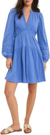 Mint Velvet Cotton Cheesecloth Mini Dress in Blue at Nordstrom, Size 14