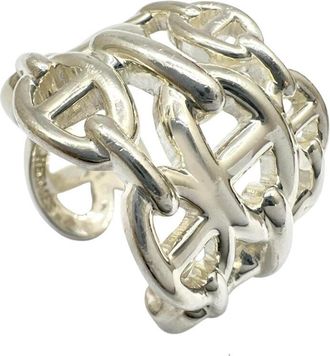 Herm&egrave;s Chaine Dancre Silver Silver 925 Band Ring (Pre-Owned)