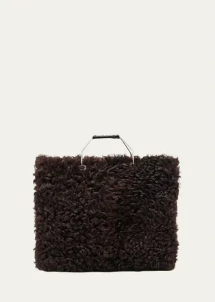 Plan C Big Shearling Shopper Top-Handle Bag