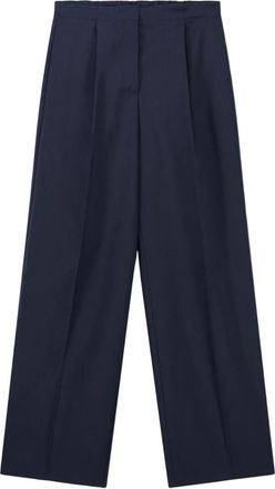 8pm Navy Blauwe Moderne Broek - Dames - Wijde Broeken - Blauw - S - Wol - Broeken