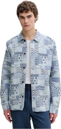 Les Deux Patchwork Jacquard Overshirt - Heren - Zomerjassen - Blauw - S - Katoen - Jassen