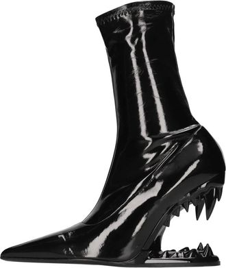 GCDS Faux Leather Enkellaarsjes - Dames - Laarzen met Hak - Zwart - 37 EU - Leer - Schoenen