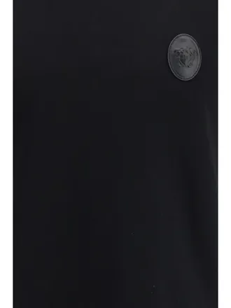 Versace Mens T-Shirt Medusa Patch Black Cotton T-Shirts And Polos