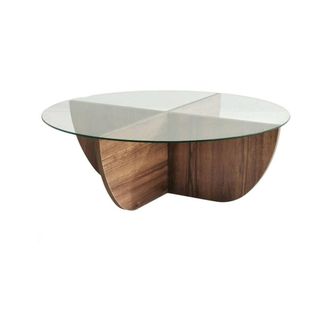 Dmora Mesa de centro de madera laminada nogal marr&oacute;n