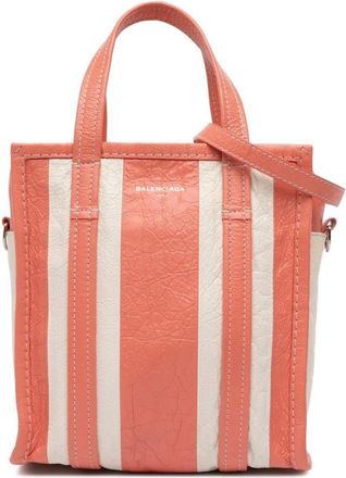 Balenciaga Pre-owned Tote Bags, female, Pink, Size: ONE SIZE Pre-owned Striped Leather Tote Bag