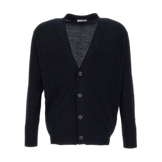 Paolo Pecora Cardigans, male, Black, Size: 2XL Ribbed Cardigan