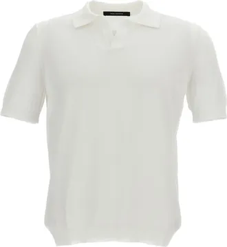 Tagliatore Keith White Silk Polo