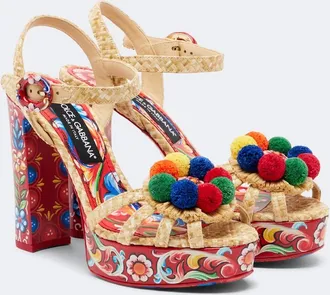 Dolce & Gabbana Printed woven platform sandals